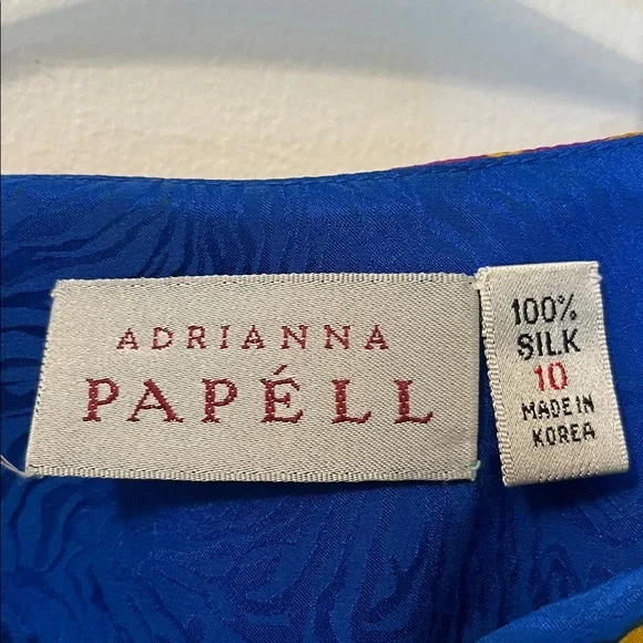 Adrianna Papell Vintage Silk Printed Buttoned Blouse‎ and Skirt Set Size 10 - Picture 2 of 11